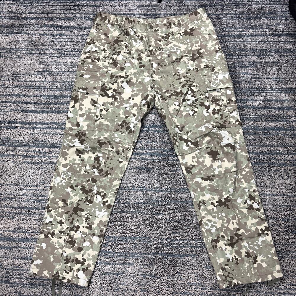 US Army Cargo Pants Mens XL 39/32 Camouflage Canvas Combat Button Fly